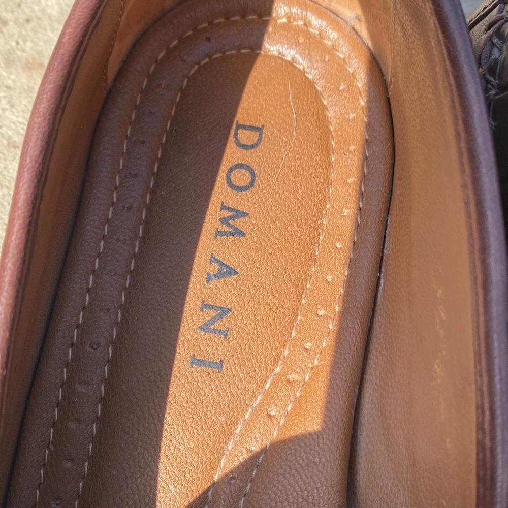 Domani alligator embossed leather pinch tassel slip on loafers size 10 office